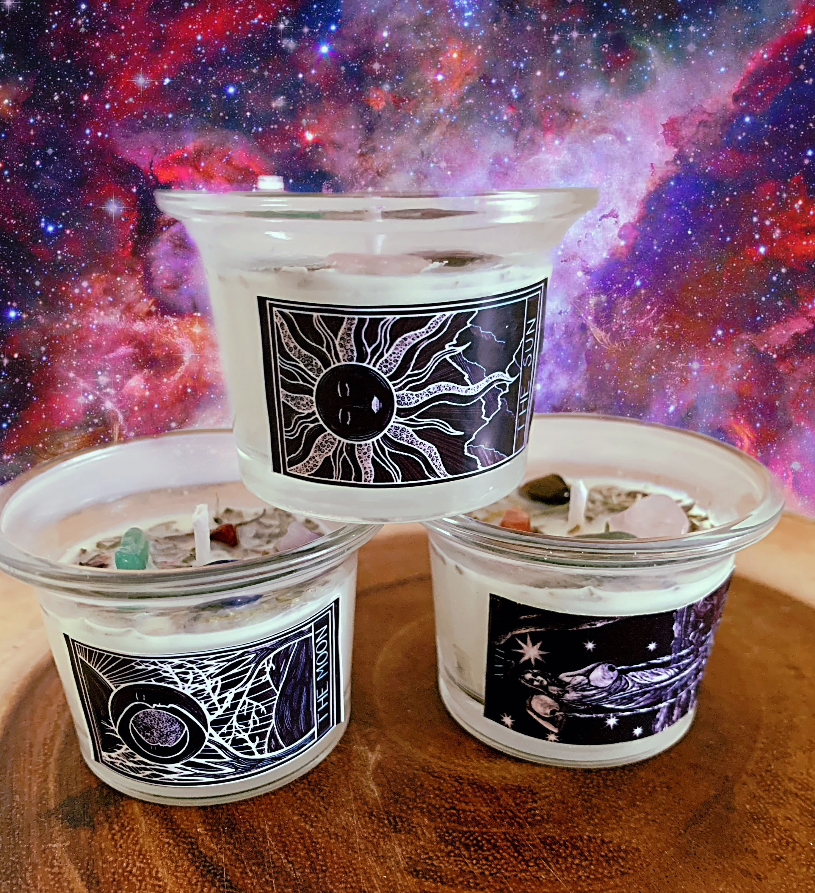 Tarot Candle Set with mystery crystals and sage The Sun The Etsy