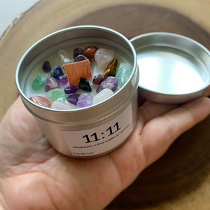 11:11 Manifestation Crystal Candle Angel Number Soy wax Candle Mystery Scented Custom Gift Candle Spiritual Gift Good Luck Candle 11 image 5