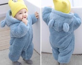 Baby Boy Clothes Cute Plush Bear Baby Rompers Autumn Winter Keep Warm Hooded Infant Girls Overall Jumpsuit Newborn Romper 0-18M