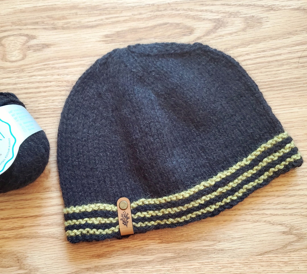 Black/kea Green New Zealand Possum Wool Beanie Etsy