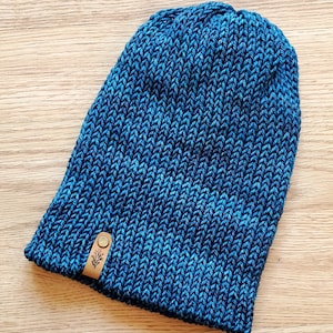 Blue Merino Wool Stocking Cap, Unisex, Hand Loomed, Ethically Sourced Wool Hat, Sustainable