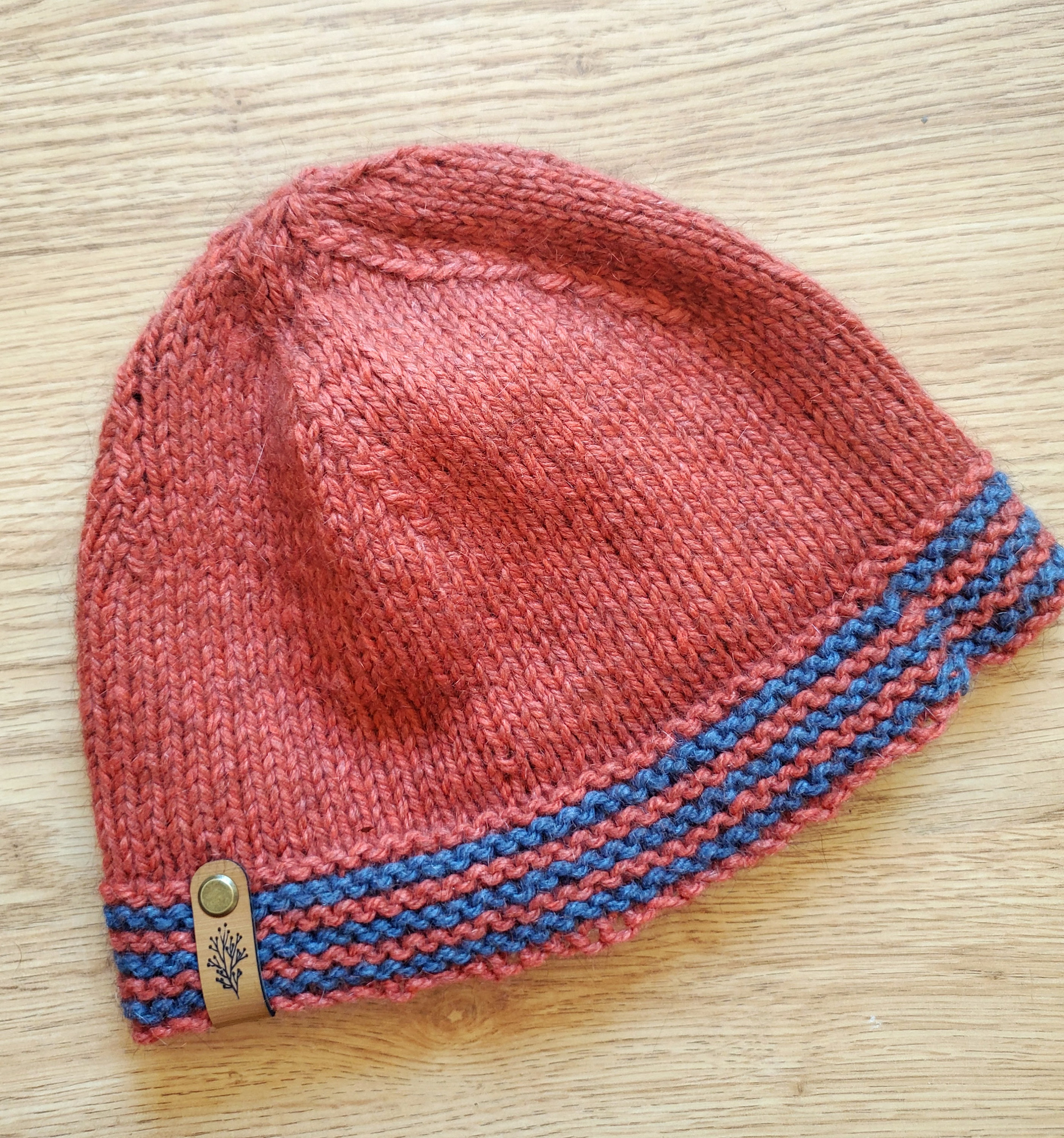 Orange & Blue Possum Wool Beanie: Merino Silk Blend, Sustainable
