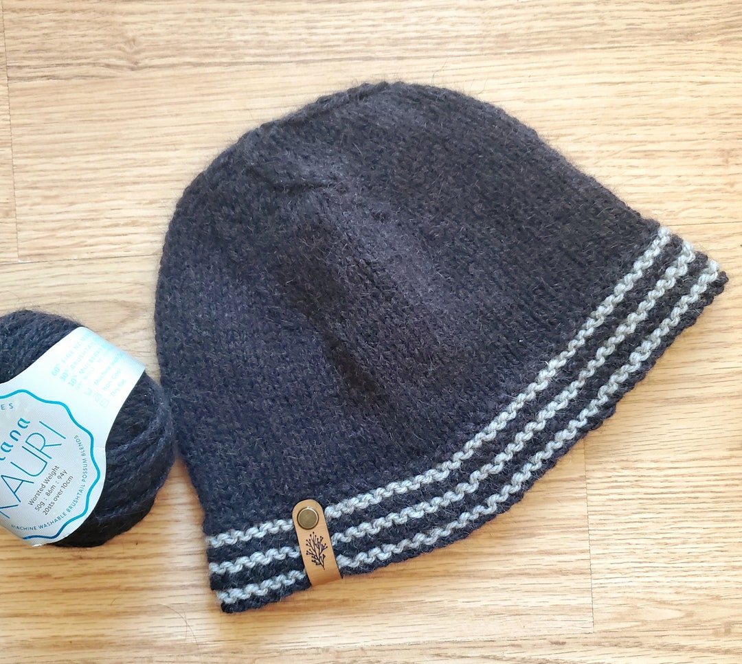 Black/gray New Zealand Possum Wool Beanie Warm Etsy