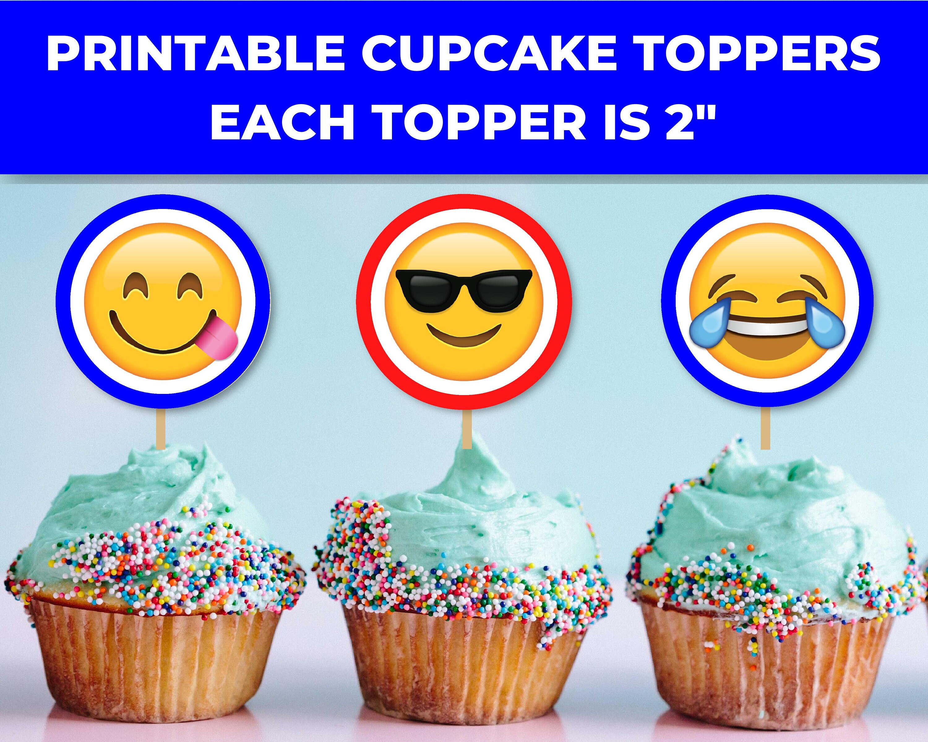 Printable Emoji Cupcake Toppers Emoji Birthday Party Emoji Etsy Australia