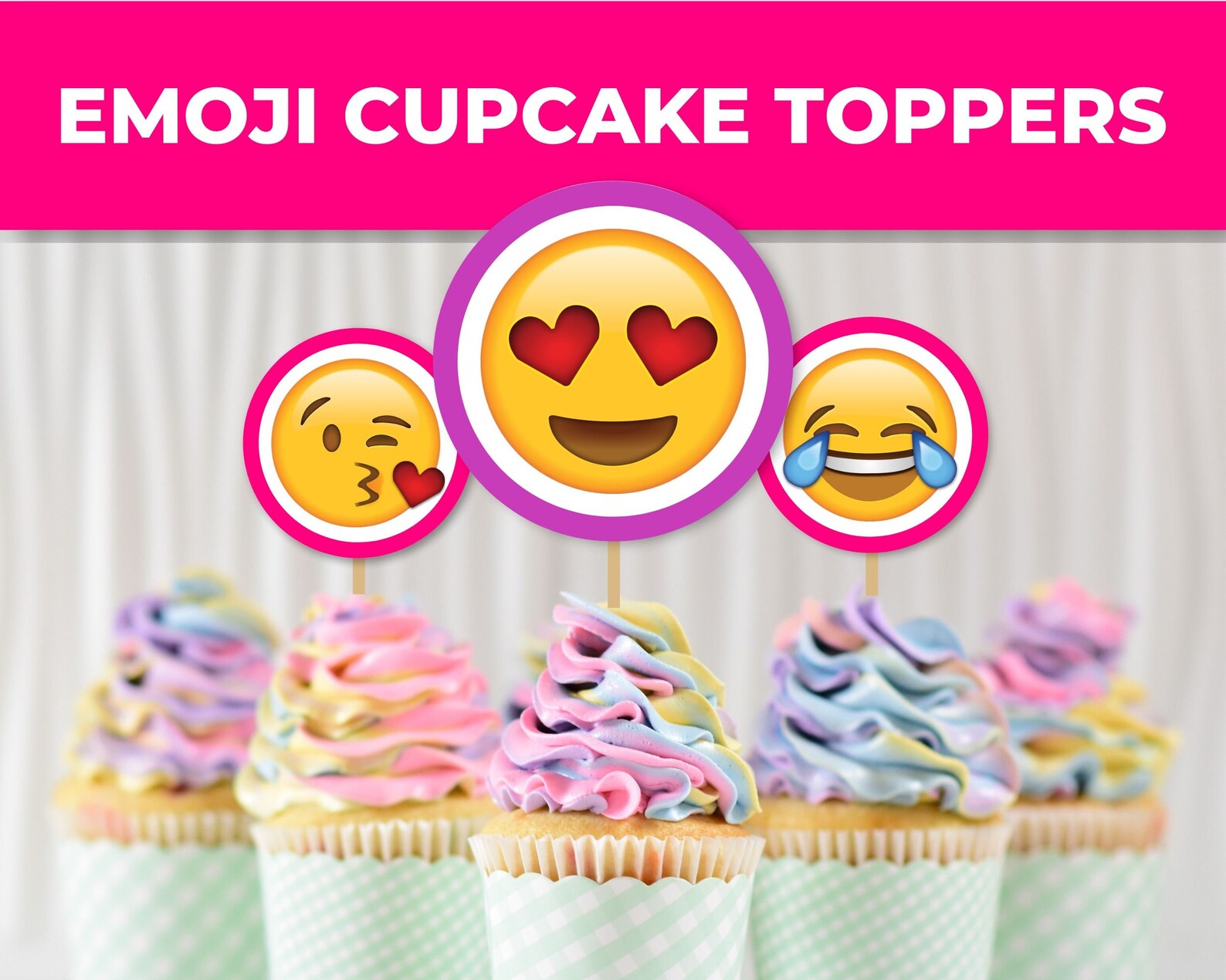 Emoji Cupcake Toppers Printable Emoji Gift Tags Printable - Etsy Canada