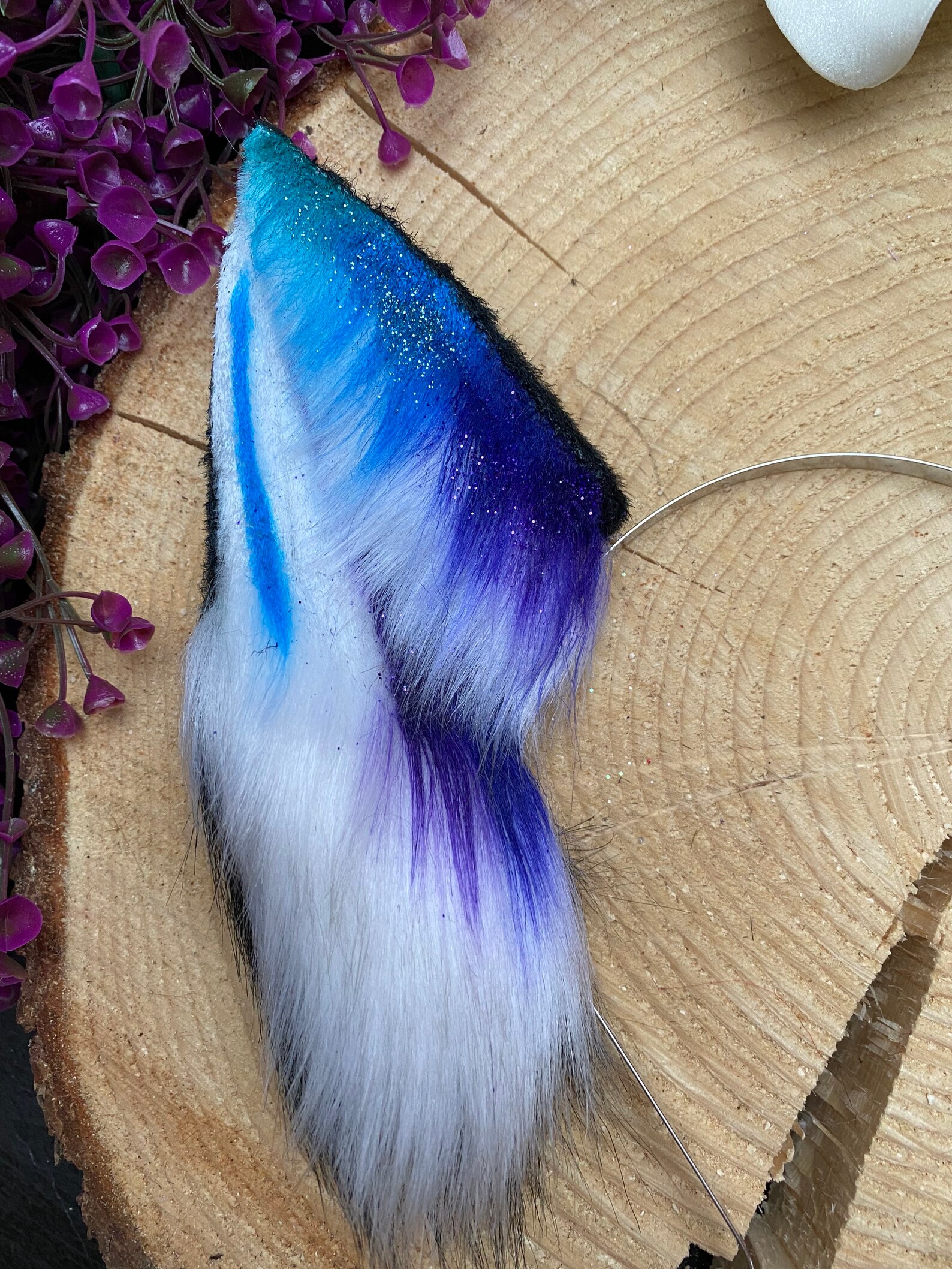 Galaxy Fox Ears Cosplay Black Purple Blue Glitter Galaxy Fox | Etsy