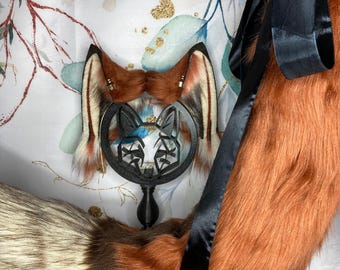 Natural fox set with fox ears and fox tail made of faux fur, handmade for cosplay, therian, furry, wearable as a headband