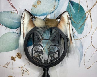 Calico Cat Ears – Tricolour Faux Fur Headband with Star Charm, Lucky Cat