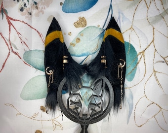 Handmade Fox Ears Headband – Umbreon Inspired – Faux Fur Anime Cosplay Ears, Fantasy Costume Accessory