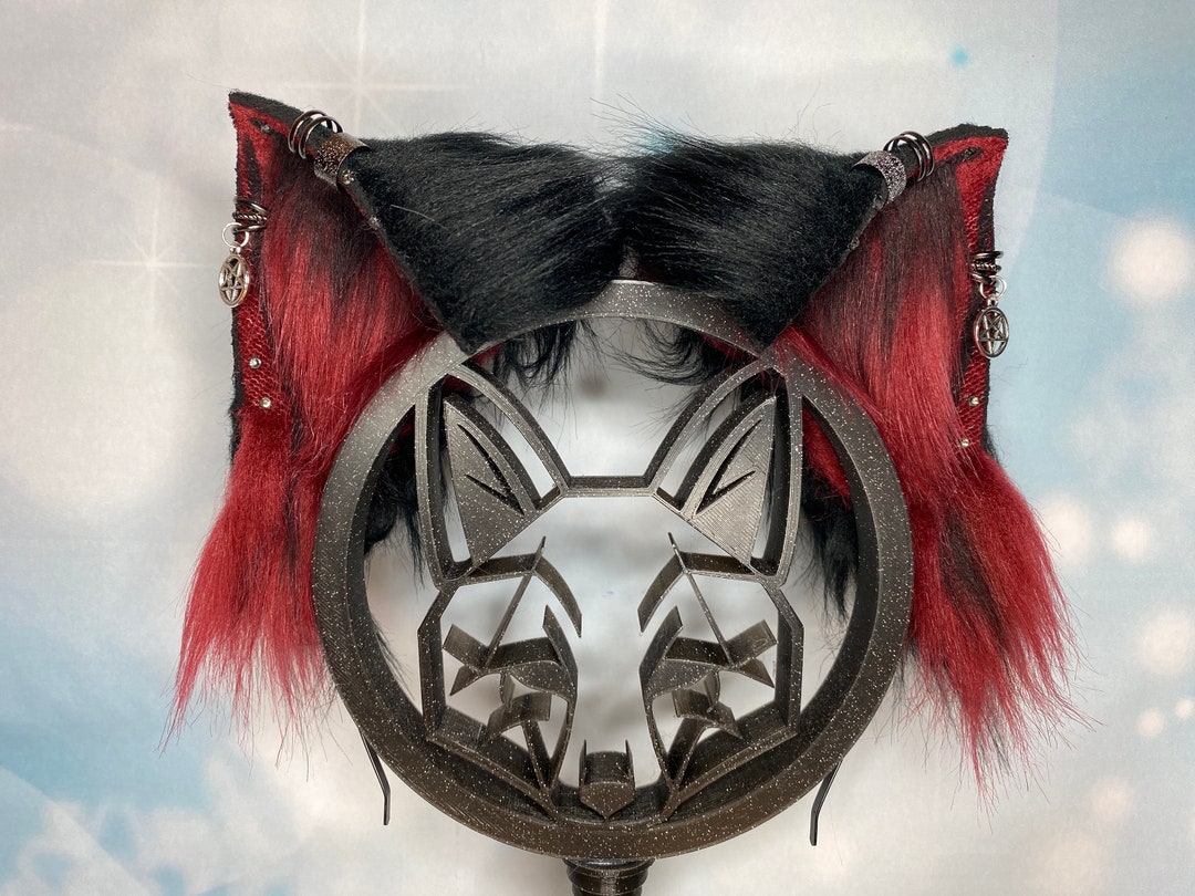 gothic pentagram Katzenohren Cosplay Ears Ohren Accessoires aus Kunstfell MTO Petplay Furry Streamer Tierohren Plüschohren kawaii Convention