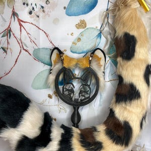 Genshin Impact Xilonen Ocelot set cat ears and cat tail made of faux fur for cosplay, streamers, therians, furry wearable as a headband
