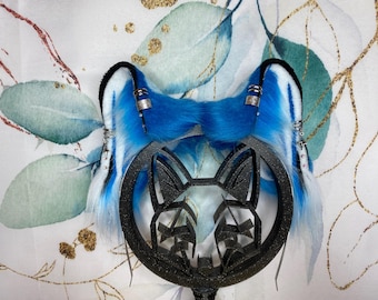 Kpop demon hunter derpy tiger inspired cat ears handmade from faux fur for cosplay, streamers, therian, furry wearable as a headband