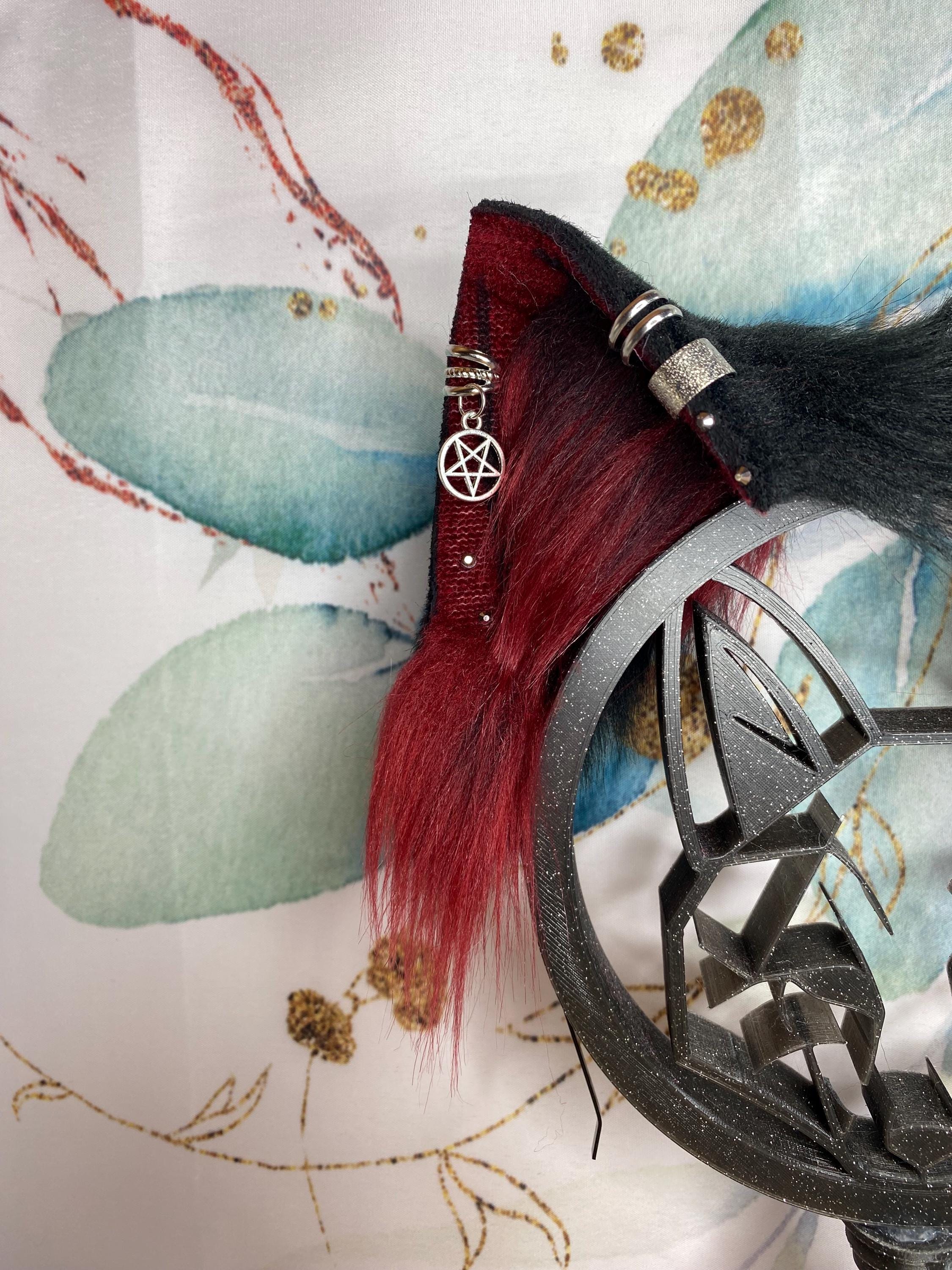 Gothic Witch Cat Ears Made of Faux Fur for Cosplay  display picture 2