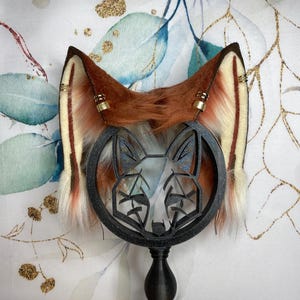 Hand Painted Copper Fox Ears | Realistic Faux Fur Animal Headband for Furry Fursuit, Red Fox Cosplay & Renfaire | Handmade Posable Ears