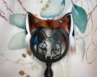 Hand Painted Copper Fox Ears | Realistic Faux Fur Animal Headband for Furry Fursuit, Red Fox Cosplay & Renfaire | Handmade Posable Ears