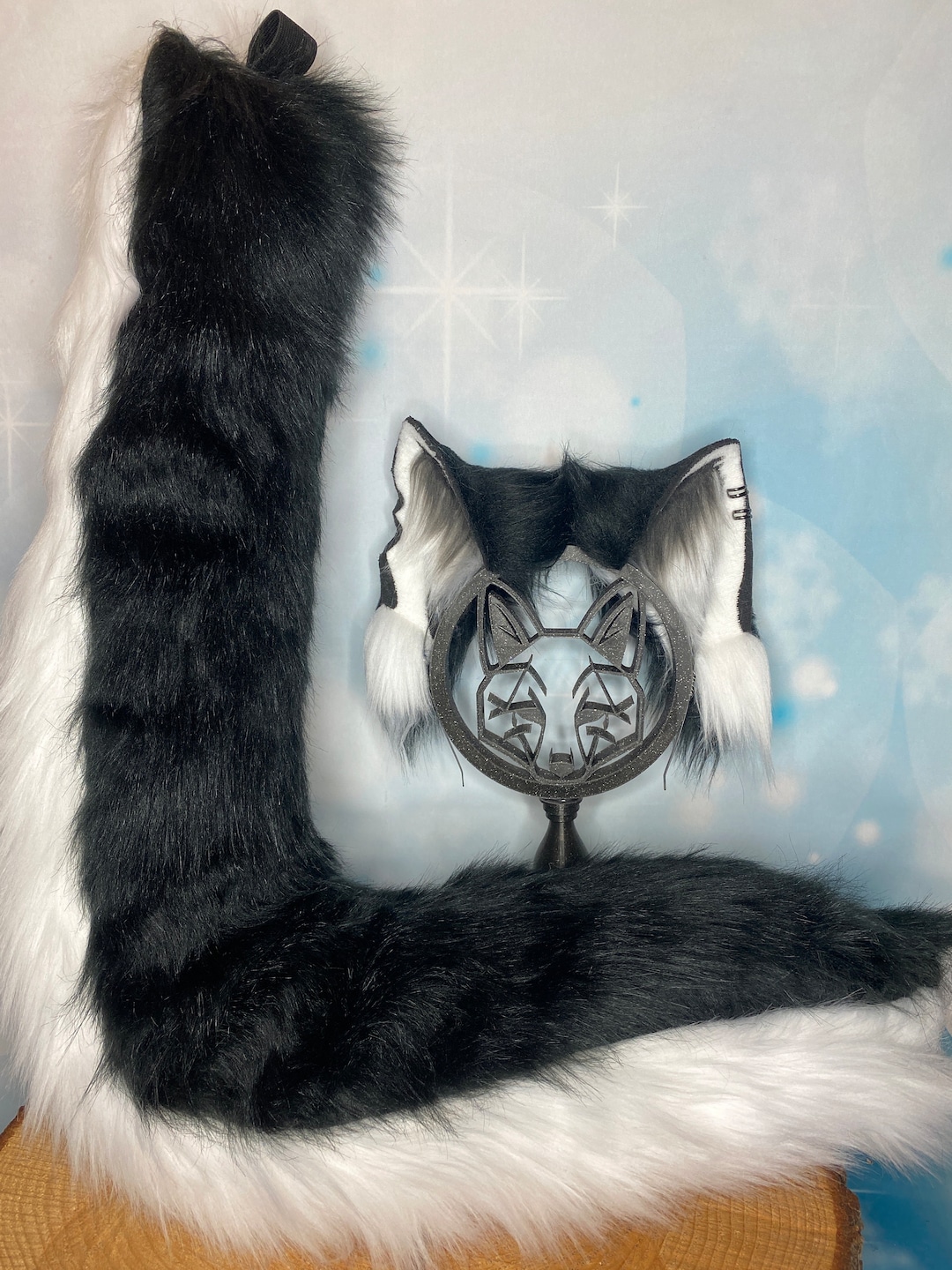 Blut Wolf 22in Schwanz Wolf Ohren Cosplay Tier Ohren Plüsch