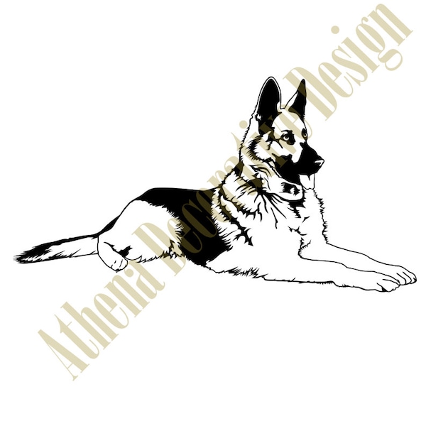 German Shepherd Dog SVG for cutting in machines like the Cricut and Silhouette Canine Purebred Pedigree puppy vector download