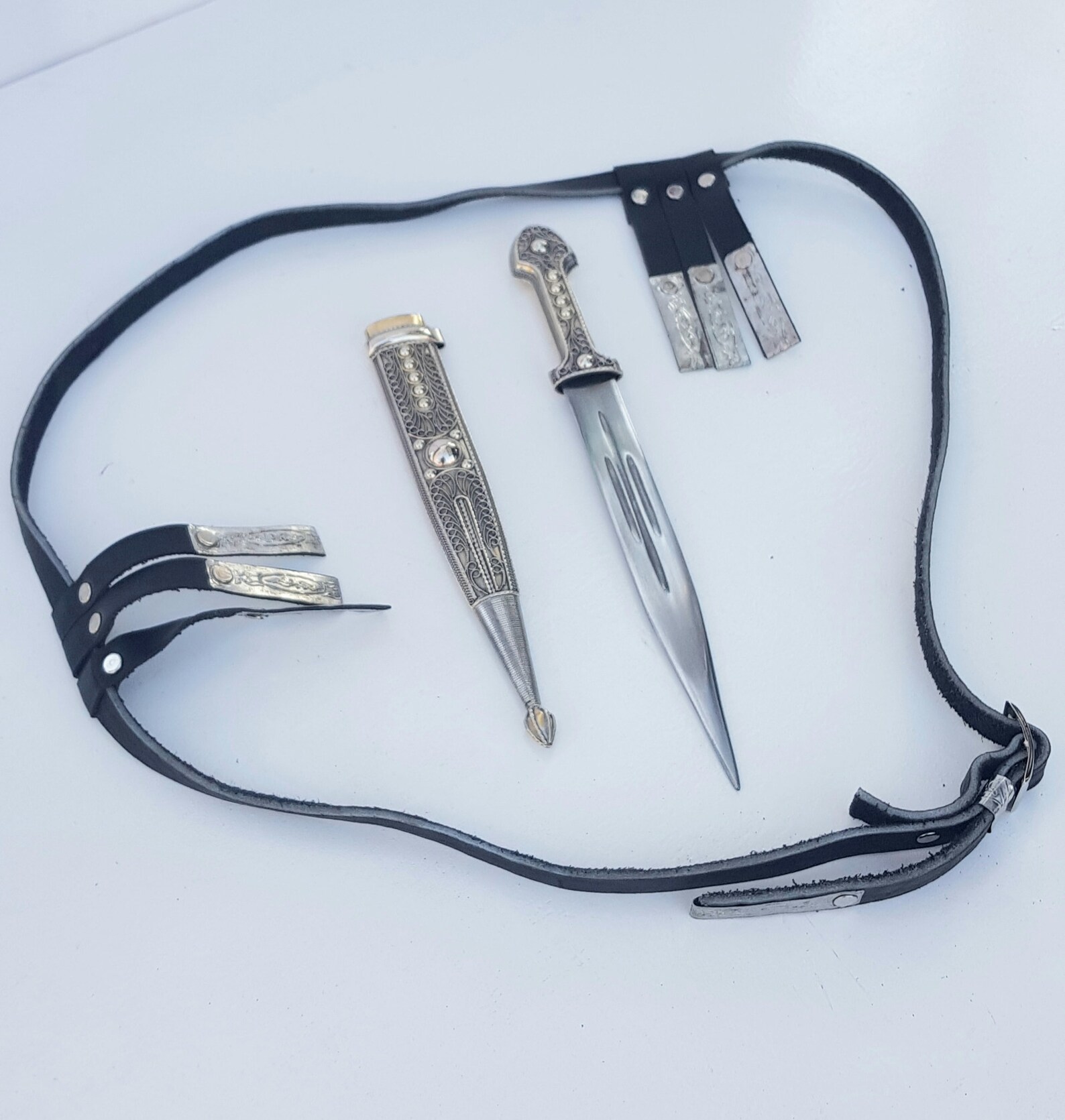 Perfect Decorated Handmade Dagger With Leather Belt Etsy