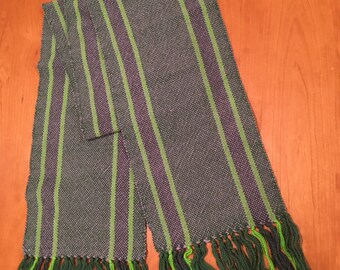 Hand woven green cotton scarf