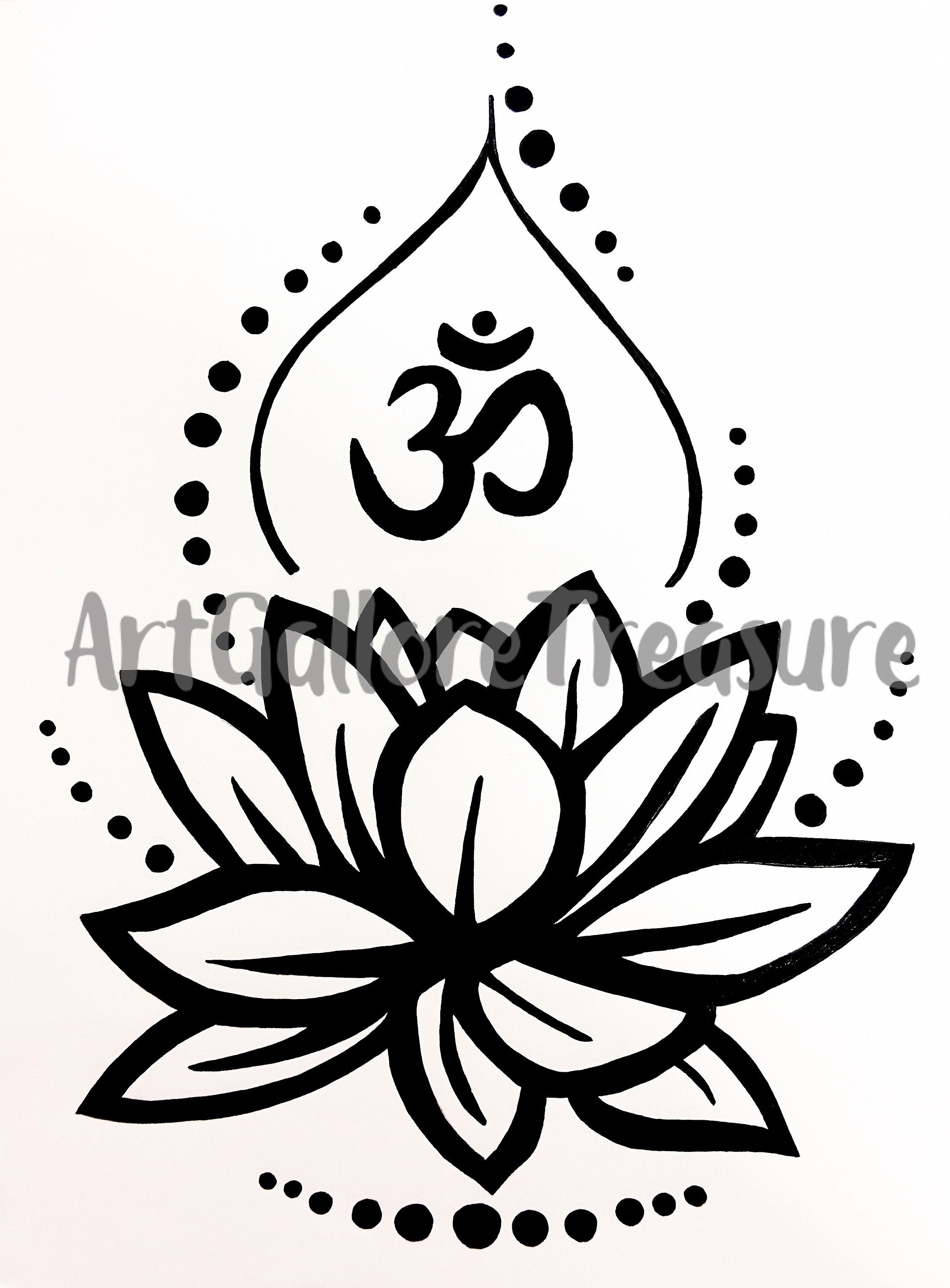 Lotus flower Om Sign Digital File Lotus Om stencil art Etsy
