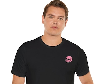 Pink Skull Black Shirt Pocket Skull Design Unisex Jersey Short Sleeve Tee