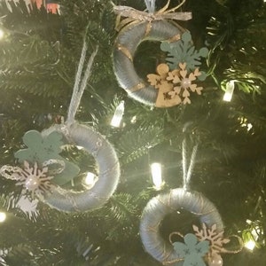 Snow Angel Mini Wreath Set; Yarn Ornaments Set of 3