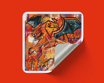 Sticker Dracaufeu carré : holographique ou standard