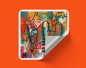 Sticker carré en nopal : Sticker artistique fait main - Holographique ou standard