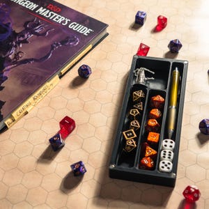 3D Printed Tabletop Dice and Pencil Holder | Unique RPG Accessory for Gamers & DnD Enthusiasts
