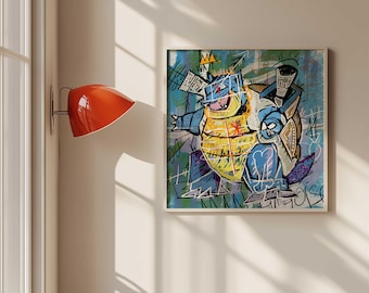 Impression d'art mural Pokemon Blastoise : art mural rétro (sans cadre)