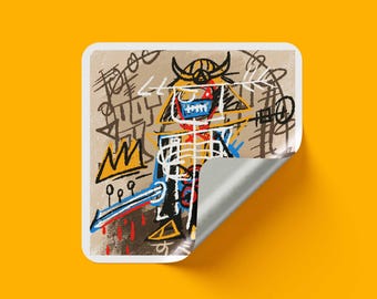Sticker carré samouraï : Sticker artisanal fait main - holographique ou standard