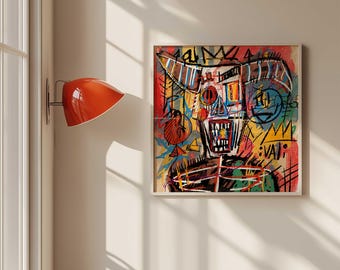 Impression d'art informatique : décoration murale carrée néo-expressionnisme