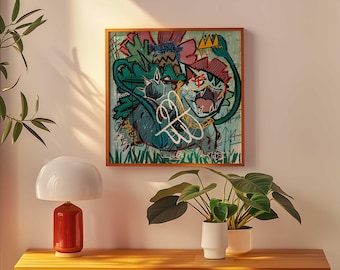Impression murale Pokémon Venusaur : oeuvre d'art murale rétro (sans cadre)