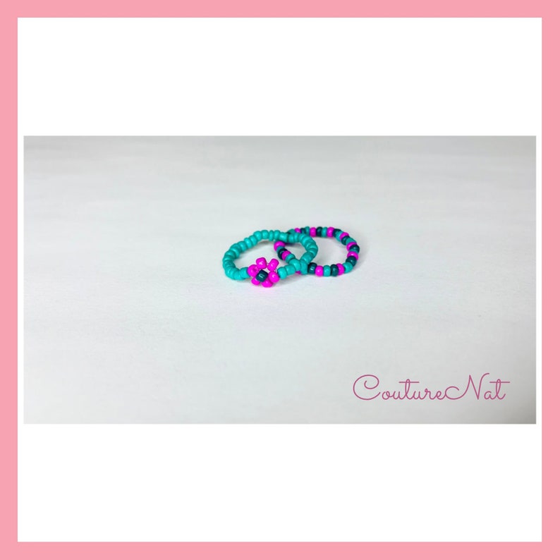 Beaded Rings Handmade Jewelry Flowery Rings Jewelry Soft Rings Adjustable Rings Rings Handmade Rings Set of Two Beaded Jewelry