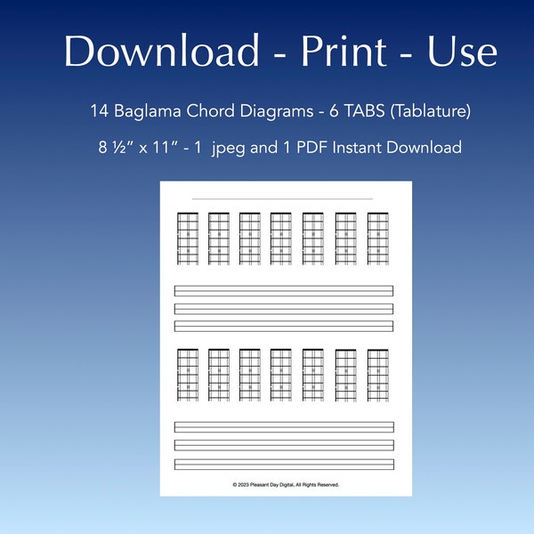 Greek Baglama - Blank Chord Diagrams and Tabs for any 3 Stringed Instruments, Music Theory, Learning Tool, Music Notebook, Students, Pros.