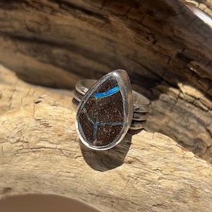 Chunky boulder Opal Ring. Sterling silver ring