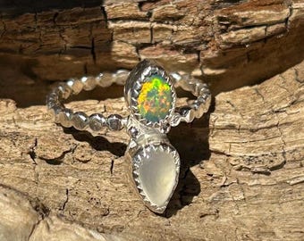 Opal and Moonstone Ring