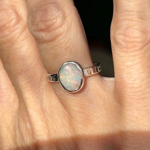 Solid Australian Coober Pedy opal silver ring.