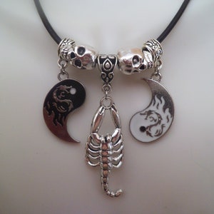 Yin/Yang Scorpion and Skulls Necklace
