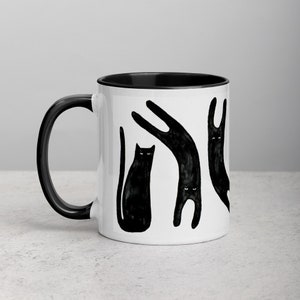 Moody Cat Mug - Cat-Robatics (Black Handle & Inside)