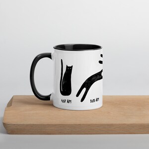 Moody Cat Mug - Morning Cat (Black Handle & Inside)