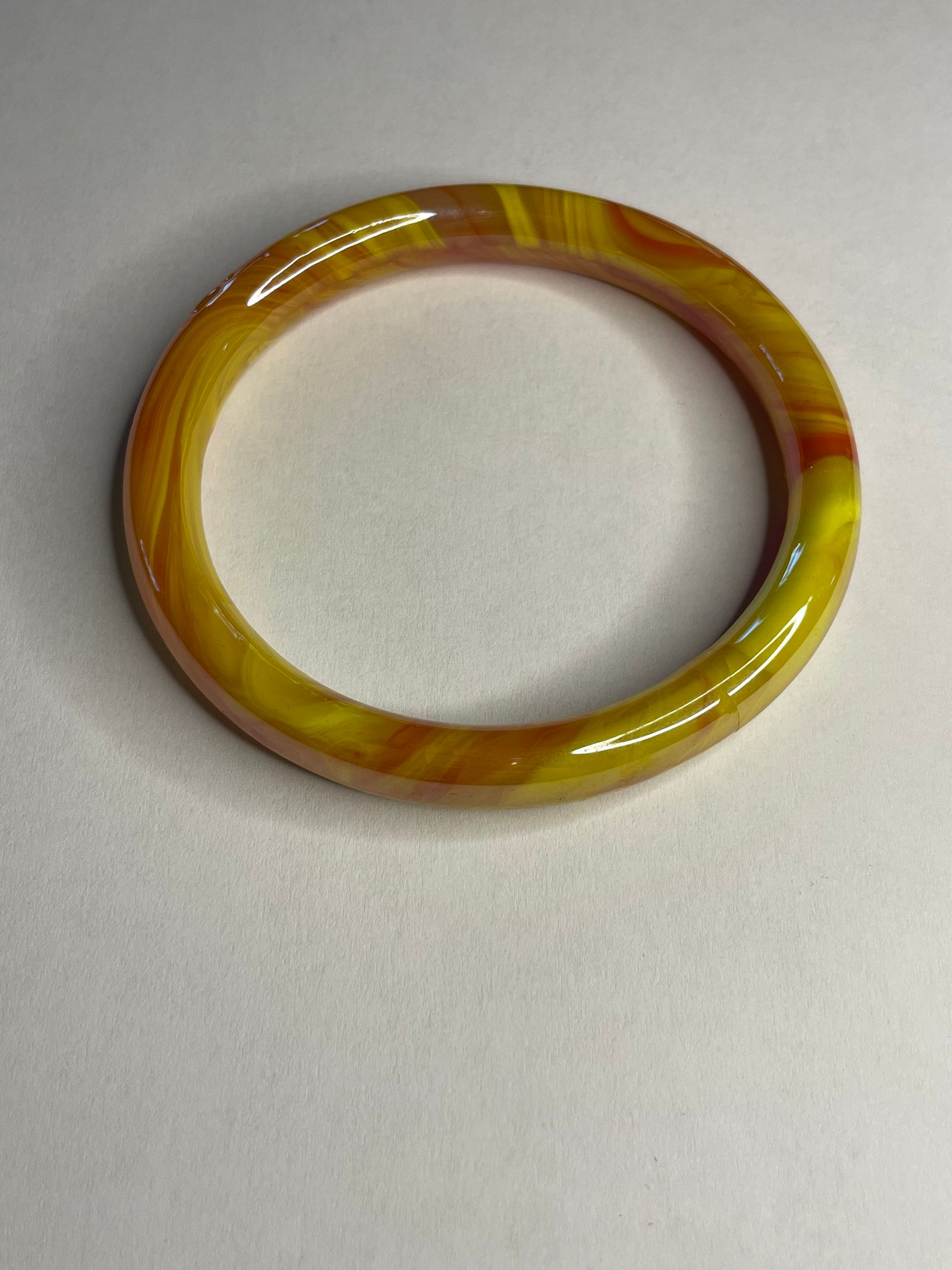 Thick Vintage Yellow Art Glass Bangle Bundle Etsy