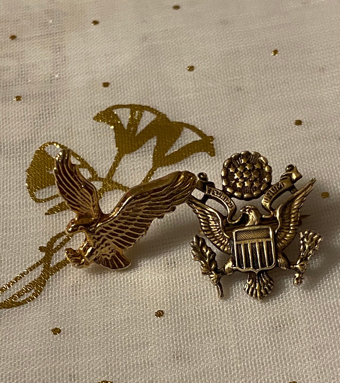 Vtg WWII Silver Military Pin & Eagle Lapel Pin Etsy