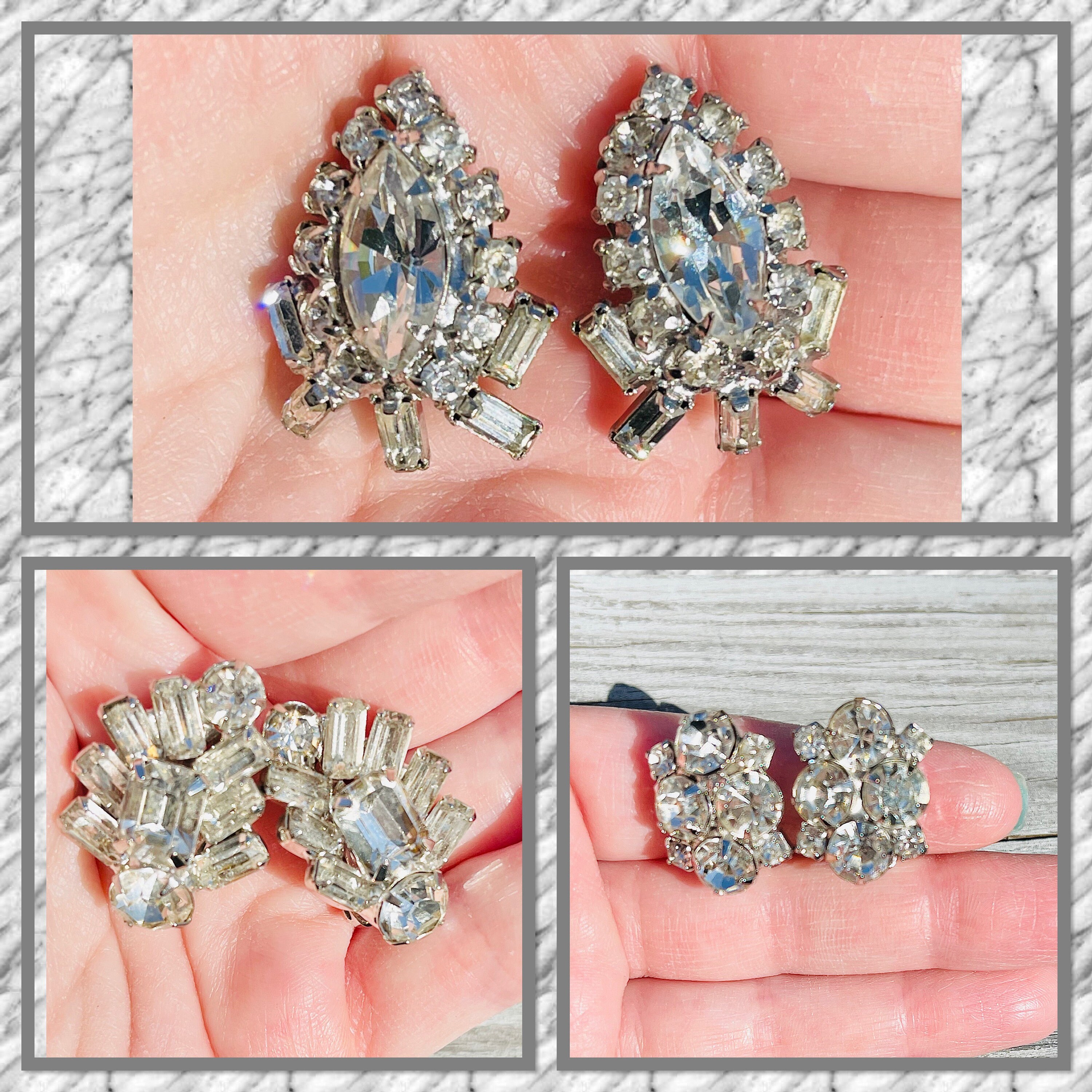 Vintage Rhinestone Clip on Earring Bundle Etsy UK