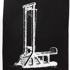 Guillotine Punk Rock Patch - 8x6 " Canvas - Hand Printed by Artists