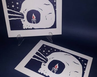 Baba Yaga's Lantern Tiled Lino Print - Hand Printed by Artists