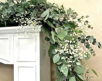 Eucalyptus and Baby's Breath Garland: Handmade Wedding Greenery