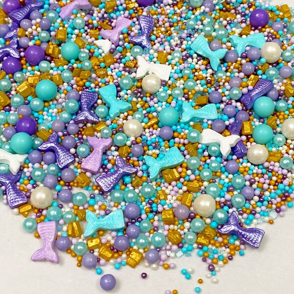 Under The Sea Sprinkles | Mermaid Tail & Ocean Pearls Sprinkle Mix | Mermaid Party Sprinkle Mix