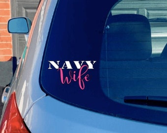 Vinilo adhesivo para coche "Esposa de militar", Infantería de Marina, Ejército, Armada, Guardia Costera, Fuerza Aérea, personalizable.