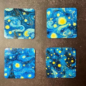 Starry night inspired Magnets Set of 4